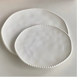 Beaded White Porcelain Dining Plates