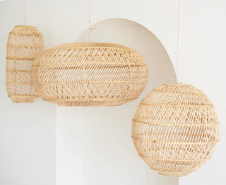 Handwoven rattan pendant lighting collection