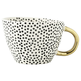 Seina Handmade Ceramic Mug with Gold Handle – Creative Geometric Design, Perfect for Coffee, Tea, Cappuccino, and Latte, Unique and Elegant
