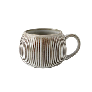 Fay textured ceramic bowl cup with vertical line pattern, soft grey finish.