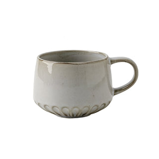 Minimalist grey ceramic bowl mug with smooth surface finish