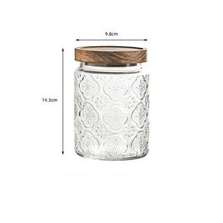clear-glass-storage-jars-with-acacia-wood-lid-and-flower-design-kitchen-canisters-pantry-storage-organisation