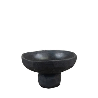 Black cement decorative bowl with textured matte finish.