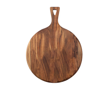 Round acacia wood cutting board with handle, Arkaim Home