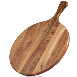 Round acacia wood cutting board with handle, Arkaim Home