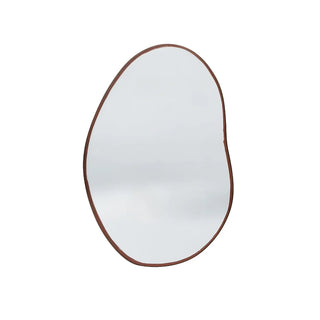 Asymmetric wooden framed wall mirror in warm beech