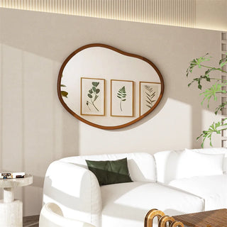 Statement beech wood mirror for living room