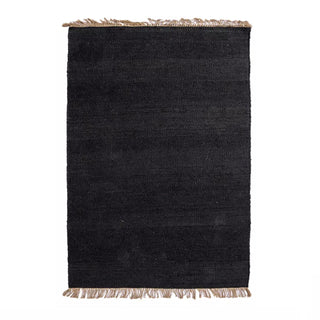 Handmade black jute and cotton rug with thick woven texture by Arkaim Home
