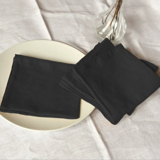 Black Linen Napkins for Kitchen and Bathroom Use, Elegant Drape and Natural Charm, Perfect for Dining Table and Home Décor – Soft, Durable, and Stylish Linen Tableware