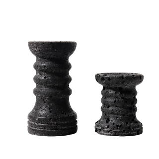 Handmade black marble candle holders, embracing the imperfect beauty of wabi-sabi. These elegant, durable candle holders add timeless charm to any space, perfect for desks, shelves, or mantels. This set of 2 offers versatile, symmetrical décor for a stylish, natural home accent.