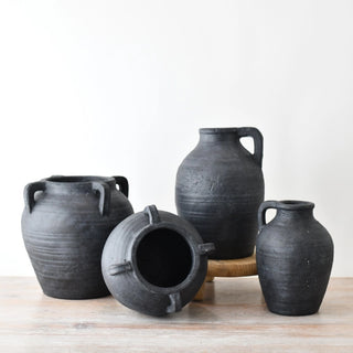 Rustic black vases, pots and jugs for modern, Japandi and minimalist interiors.