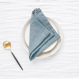 Blue Linen Napkins for Kitchen and Bathroom Use, Elegant Drape and Natural Charm, Perfect for Dining Table and Home Décor – Soft, Durable, and Stylish Linen Tableware