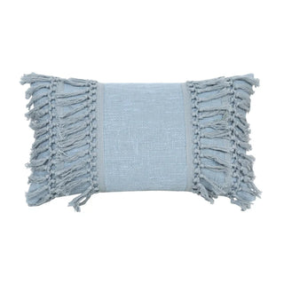 30x50 blue boho cushion cover with tassels, eco-friendly and versatile for sofas, beds, or armchairs.