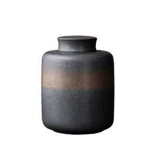 Bronze ceramic tea caddy with a gradient effect for storing tea, coffee and spices.