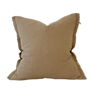 Frayed Linen Cushion Cover / Brown 53x53cm