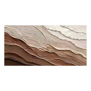 Minimalist abstract wave canvas art textured brown wall art Arkaim Home