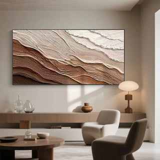 Textured abstract wave wall art in earthy brown tones Arkaim Home