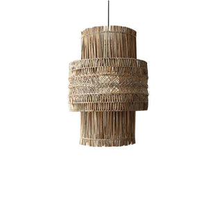 Canggu handwoven rattan pendant light with open-weave coastal design and organic texture for warm, ambient lighting.
