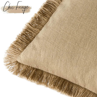 Clay fringed cotton cushion cover—natural, breathable, and perfect for layering in Boho, Scandi, minimalist or modern interiors.