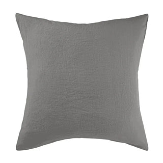 Dark grey pure linen square pillowcase with envelope closure, available from Arkaim Home in a variety of sizes and soft, pastel colours. Perfect for styling a relaxed, all-season bedroom look.