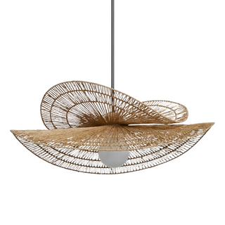 Utama Double-Tier Handwoven Jute Pendant Light – creative ceiling light crafted with intricate artistry. This Wabi-Sabi-inspired hanging lamp adds natural elegance to bedrooms, kitchen islands, dining areas, or coffee tables. Perfect for boho, Scandi, and eco-friendly home décor.