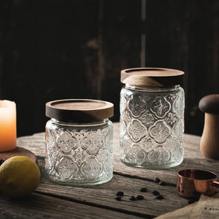 clear-glass-storage-jars-with-acacia-wood-lid-and-flower-design-kitchen-canisters-pantry-storage-organisation