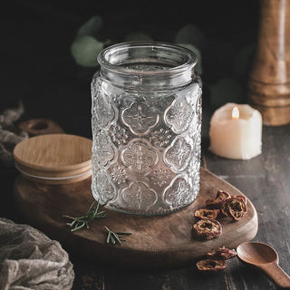 clear-glass-storage-jars-with-acacia-wood-lid-and-flower-design-kitchen-canisters-pantry-storage-organisation