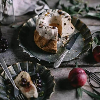 Handmade fluted iron serving plate with rustic galvanised finish, perfect for food presentation or decorative use.
