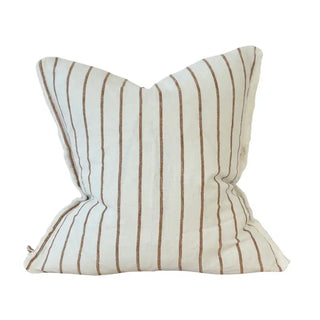 Frayed Linen Cushion Cover / Brown Stripe 45x45cm