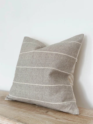 Light grey cushion with white stripes cushion for modern, contemporary and calm interiors.