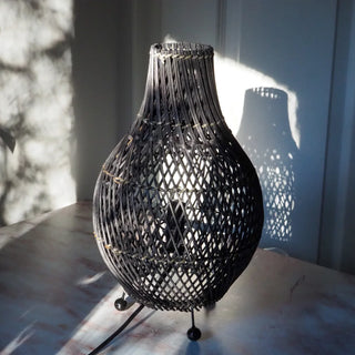 Handmade Rattan Table Lamp / Black