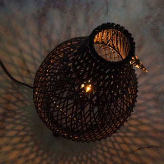 Handmade Rattan Table Lamp / Black