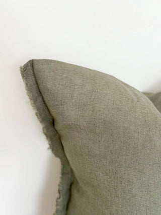 Frayed Linen Cushion Cover / Khaki 53x53cm