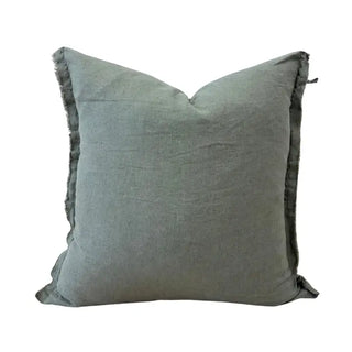 Frayed Linen Cushion Cover / Khaki 53x53cm