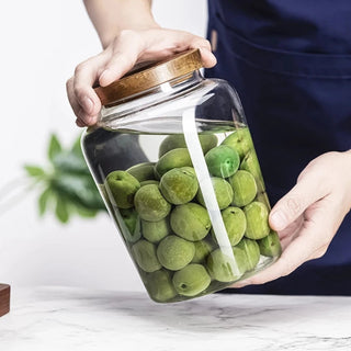 large-capacity-clear-glass-storage-jars-with-stacking-acacia-wood-lid-kitchen-canisters-pantry-storage-containers-tea-coffee-spices-snacks-pasta-storage-organisation