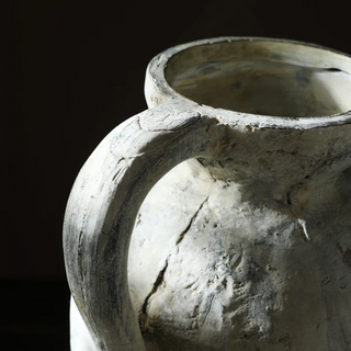 White stoneware ceramic vase – a natural, contemporary home décor accessory inspired by Wabi-Sabi aesthetics. Perfect for minimalist and rustic interiors. Display with dried flowers or as a standalone statement piece. Shop natural homeware.