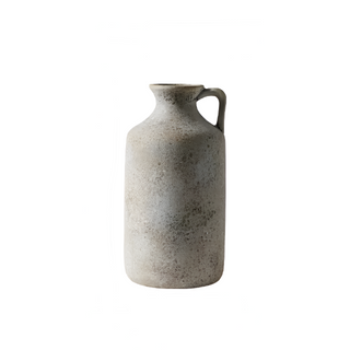 Tami decorative earthy ceramic vase with jug shape and handle – a natural contemporary home décor accessory inspired by Wabi-Sabi aesthetics. Perfect for rustic, natural and minimalist interiors.