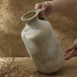 Minimalist ceramic vase with textured surface and classic jug form. A sculptural decor piece for Boho, Japandi, wabi-sabi, or modern interiors.