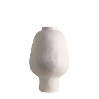 White ceramic sculptural vase with a minimalist design, available in two sizes that can be styled together. The vase features a creative, artistic shape and a sleek black finish, perfect for adding a bold, statement look to any modern or contemporary interior.