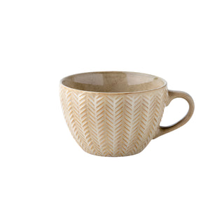 Leya Handmade Ceramig Cup - handmade coffee cup with a chevron pattern and earthy semi-matte kiln glaze – durable, stylish, and perfect for everyday coffee or tea moments.