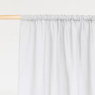 Light grey linen rod pocket curtain panel — natural window treatment with soft drape and textured finish. 
