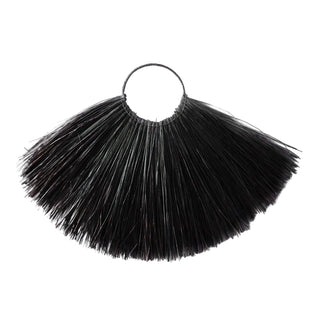 Mala black seagrass wall decor with a fan-shaped silhouette and fine radiating fibres.