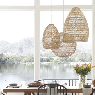 Melati handwoven rattan pendant lampshades – natural boho ceiling lights perfect for modern, Scandinavian, and rustic home decor. These eco-friendly hanging lamps add warmth and texture to living spaces, dining rooms, or bedrooms. Ideal for creating a cozy and stylish ambiance.