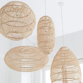 Melati handwoven rattan pendant lampshades – natural boho ceiling lights perfect for modern, Scandinavian, and rustic home decor. These eco-friendly hanging lamps add warmth and texture to living spaces, dining rooms, or bedrooms. Ideal for creating a cozy and stylish ambiance.