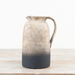 Mika terracotta vase in natural clay and black with a weathered ombré finish.