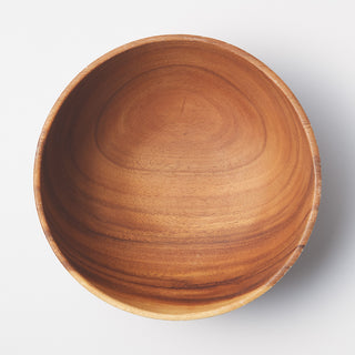 Hand carved acacia wood bowls with natural grain