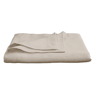 Earth tone linen tablecloth for natural, modern interiors.