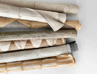Woven jute rugs in neutral tones for modern, rustic and minimalist interiors.