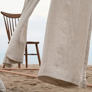 Natural linen rod pocket curtain panel — natural linen window curtain with soft drape and textured finish for earthy, minimalist, and Scandi-inspired home décor. 