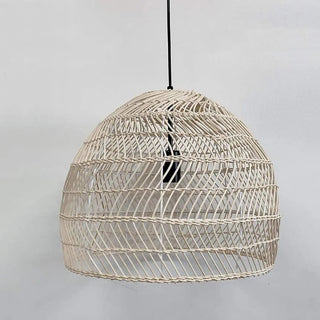 Mawar handwoven rattan bell pendant light in natural finish, ideal for Scandi, Boho, or coastal interiors.